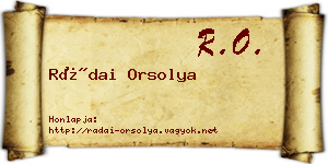 Rádai Orsolya névjegykártya